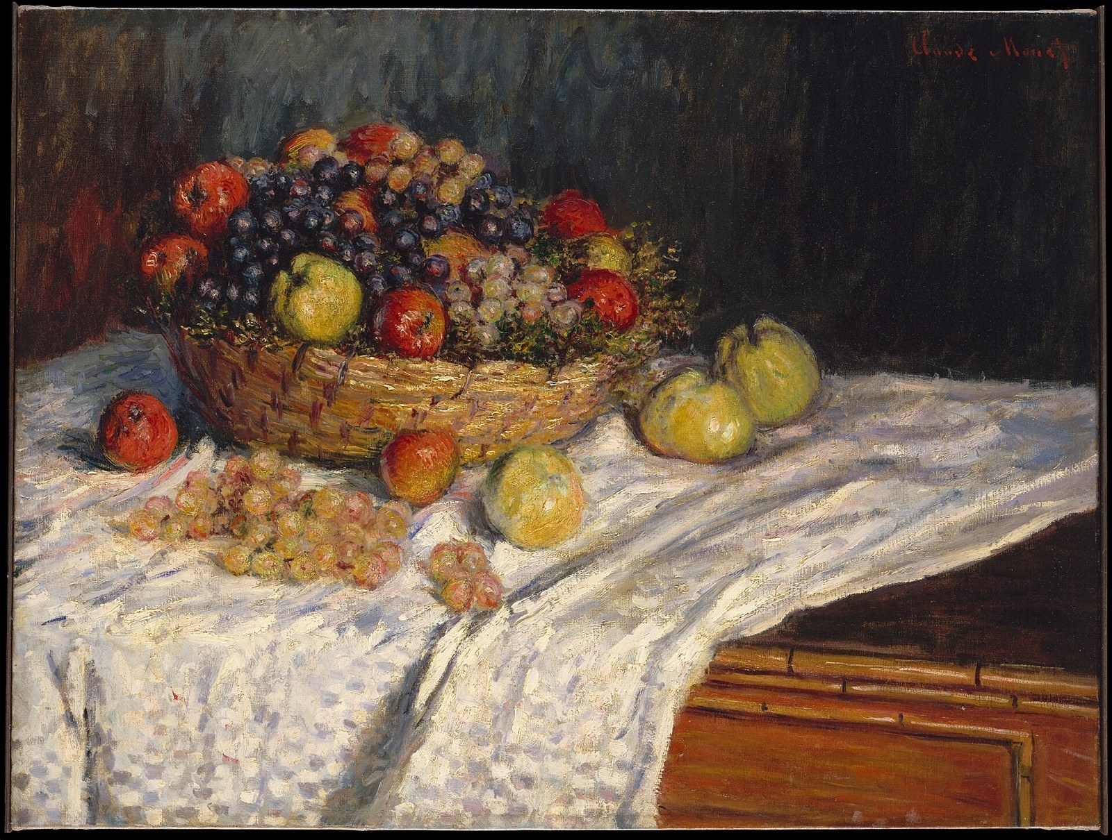Claude Monet's Apples and Grapes — Aged gold frame preview