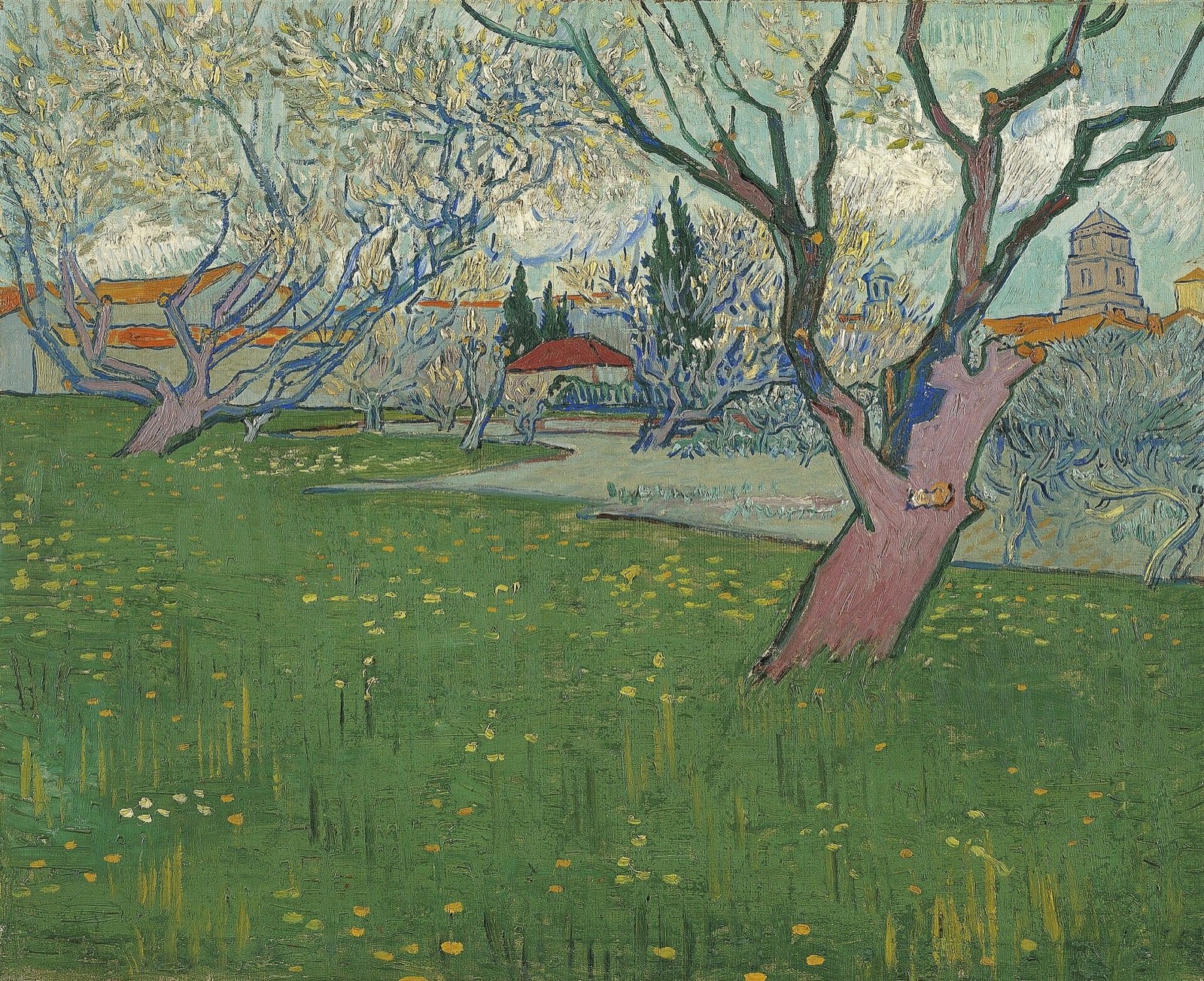 Vincent van Gogh's Orchards in Blossom, View of Arles — Aged gold frame preview