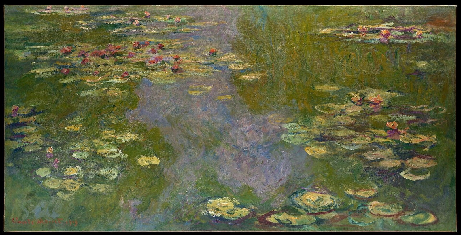 Claude Monet's Water Lilies — Aged gold frame preview