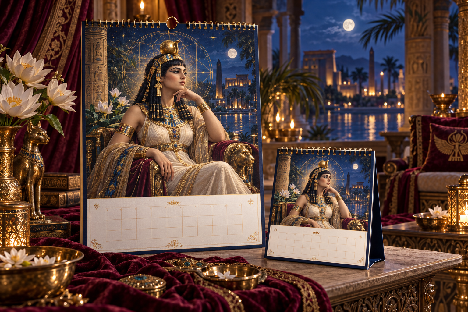 Cleopatra 2027 wall and table calendar in a restorative sanctuary