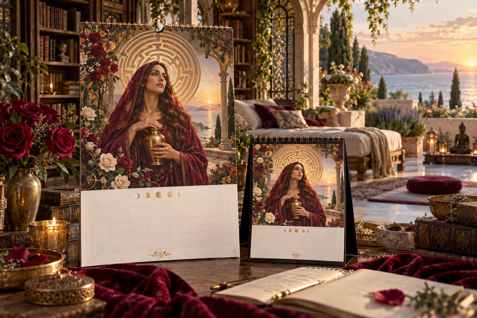 Mary Magdalene 2027 wall and table calendar in a restorative sanctuary