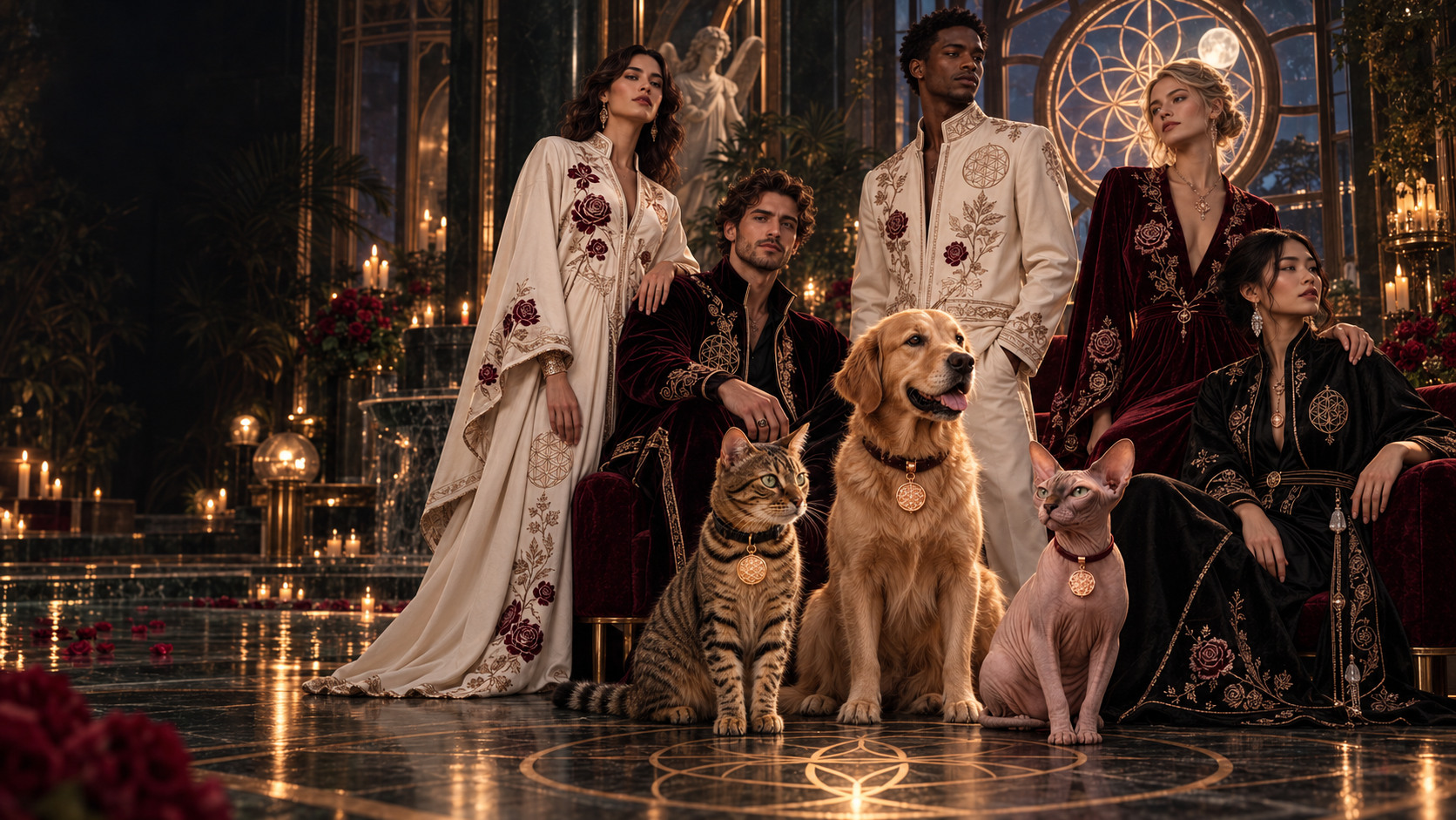 A luminous imagined gathering in the Mystic Rose world